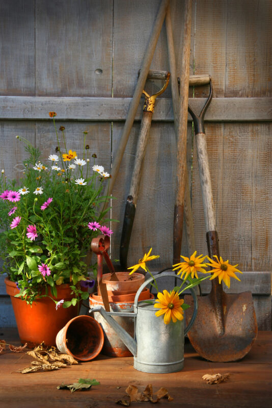 unrestored garden tools before using real milk paint restoration products