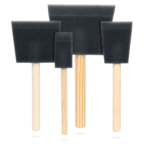 4 Pieces Round Sponge Foam Brush Set Paint Sponge Brush Wooden