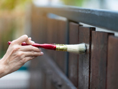 Image showing how to paint a wood fence