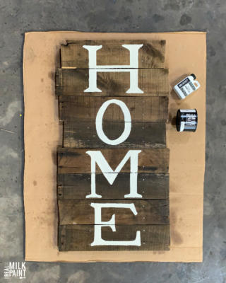 pallet sign painted with hemp oil
