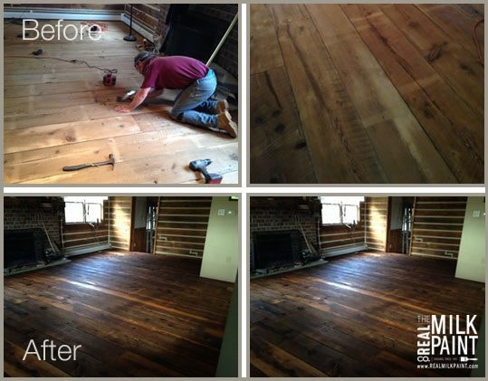 before and after of wooden floor with hemp oil