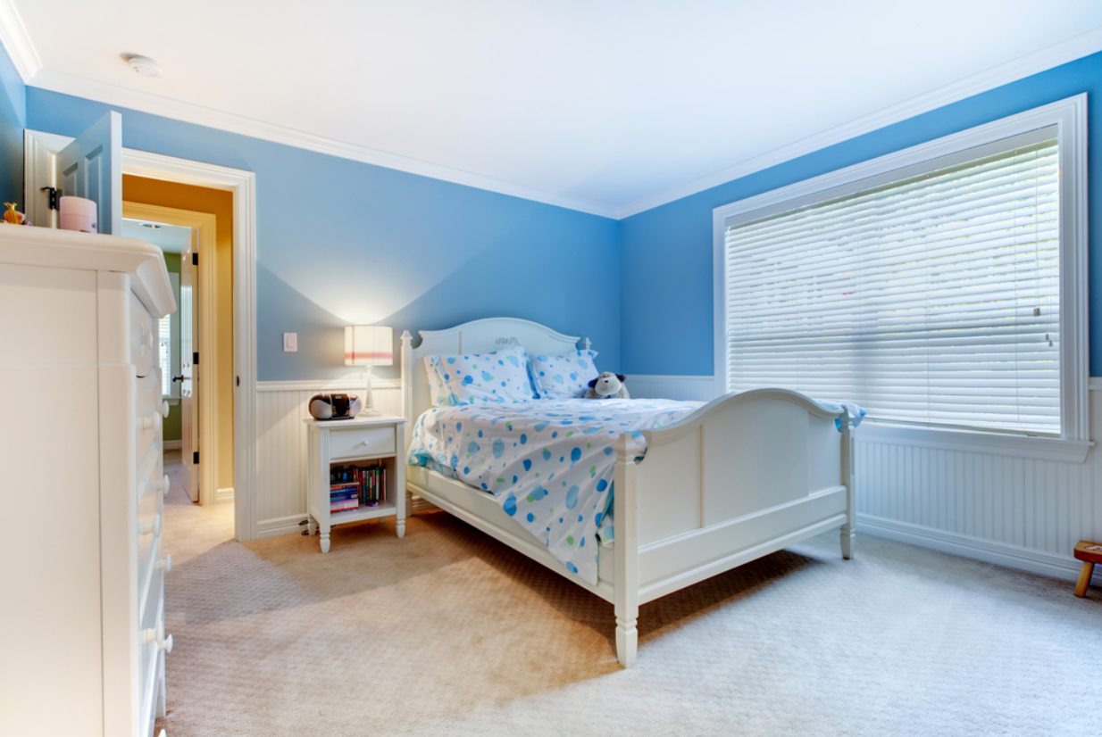 Modern bedroom interior featuring the best paint color for bedroom walls