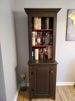 brown furniture paint gives new life to liquor cabinet