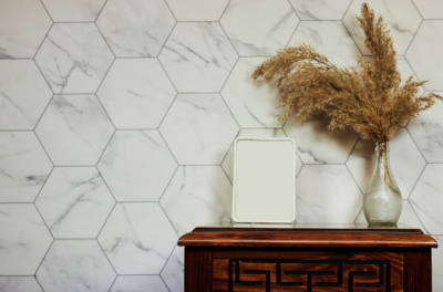 faux marble accent wall