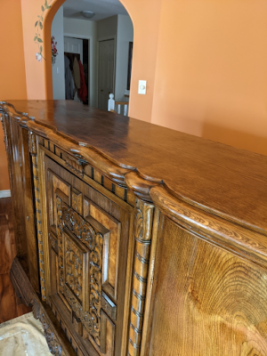 furniture with brown wood finish using tung oil