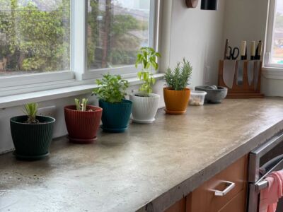 finished kitchen countertop with pure tung oil 