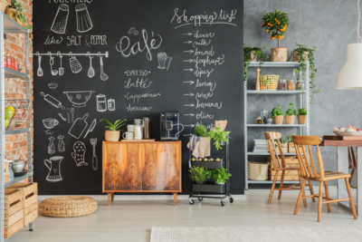 cute idea for cafe: chalkboard with chalk markers