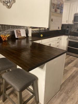 kitchen countertops with darker wood finish using dark tung oil