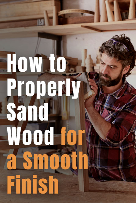 man sanding a wooden chair frame, showing how to sand wood properly