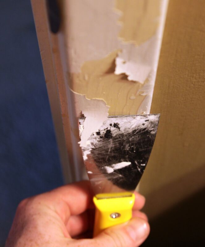 removing paint using scalpel and real milk paint's soy gel remover