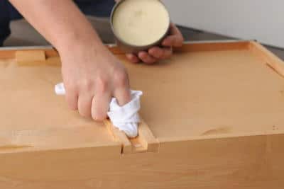 rubbing carnauba wax in drawer tracks