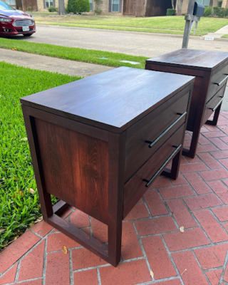 tables finished with polymerized tung oil drying out outside