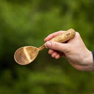working green wood carved spoon